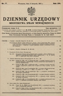 Dziennik Urzędowy Ministerstwa Spraw Wewnętrznych. 1931, nr 17