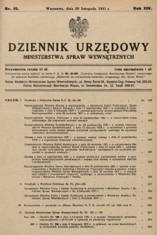 Dziennik Urzędowy Ministerstwa Spraw Wewnętrznych. 1931, nr 19