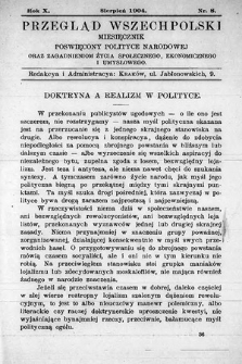 Przegląd Wszechpolski : miesięcznik poświęcony polityce narodowej oraz zagadnieniom życia społecznego, ekonomicznego i umysłowego. 1904, nr 8