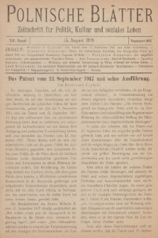 Polnische Blätter : Zeitschrift für Politik, Kultur und soziales Leben. Bd.12, 1918, Nummer 102