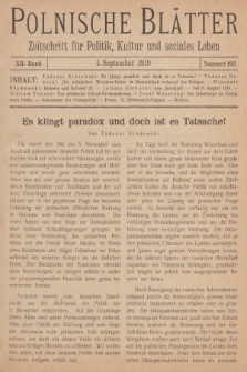 Polnische Blätter : Zeitschrift für Politik, Kultur und soziales Leben. Bd.12, 1918, Nummer 103