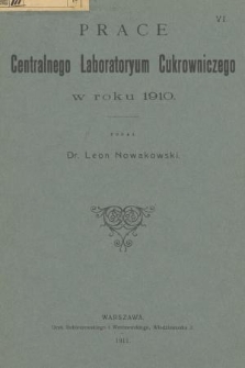 Prace Centralnego Laboratoryum Cukrowniczego w roku 1910