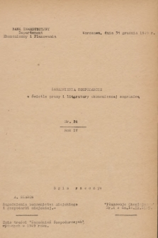 Zagadnienia Gospodarcze w Świetle Prasy i Literatury Ekonomicznej Zagranicą. R. 4, 1949 24