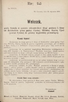 [Kadencja IX, sesja I, al. 645] Alegata do Sprawozdań Stenograficznych z Pierwszej Sesyi Dziewiątego Peryodu Sejmu Krajowego Królestwa Galicyi i Lodomeryi z Wielkiem Księstwem Krakowskiem z roku 1909/1910. Alegat 645