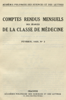 Comptes Rendus Mensuels des Séances de la Classe de Médicine. 1935, no 2