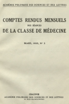 Comptes Rendus Mensuels des Séances de la Classe de Médicine. 1935, no 3