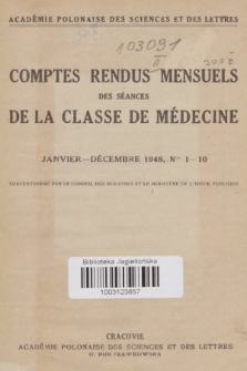 Comptes Rendus Mensuels des Séances de la Classe de Médicine. 1948, no 1