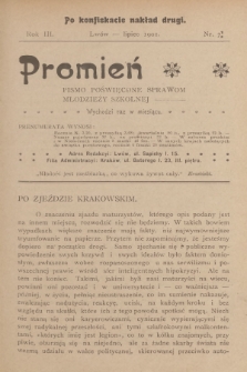 Promień : pismo poświęcone sprawom młodzieży szkolnej. R.3, 1901, Nr 7 (po konfiskacie nakład drugi)