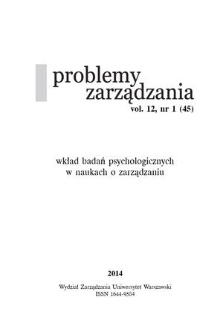 Problemy Zarządzania. Vol. 12, 2014, nr 1