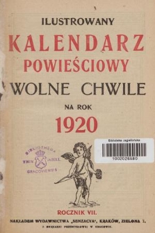 Ilustrowany Kalendarz Powieściowy Wolne Chwile na Rok 1920