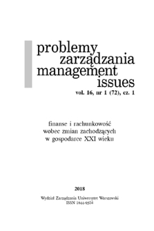 Problemy Zarządzania. Vol. 16, 2018, nr 1, t. 1