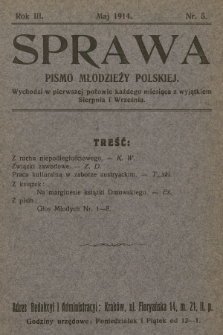 Sprawa : pismo młodzieży polskiej. R.3, 1914, nr 5