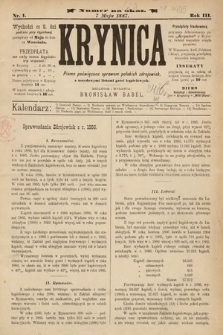 Krynica : pismo poświęcone sprawom polskich zdrojowisk. 1887, nr 1