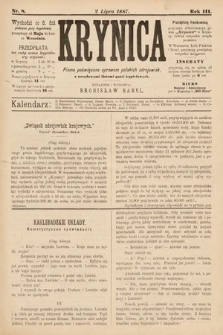 Krynica : pismo poświęcone sprawom polskich zdrojowisk. 1887, nr 8