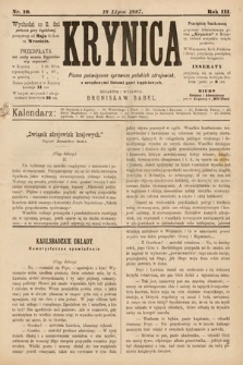 Krynica : pismo poświęcone sprawom polskich zdrojowisk. 1887, nr 10