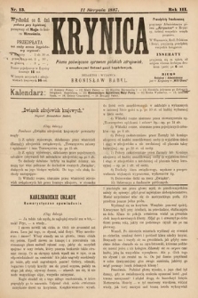 Krynica : pismo poświęcone sprawom polskich zdrojowisk. 1887, nr 13