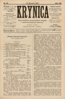 Krynica : pismo poświęcone sprawom polskich zdrojowisk. 1887, nr 14