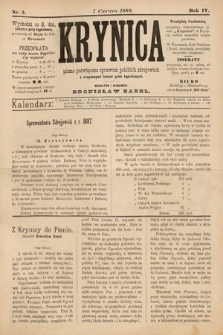 Krynica : pismo poświęcone sprawom polskich zdrojowisk. 1888, nr 5