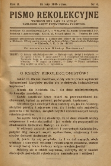 Pismo Rekolekcyjne. R.2, 1935, Nr 4