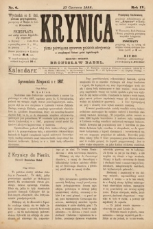 Krynica : pismo poświęcone sprawom polskich zdrojowisk. 1888, nr 6