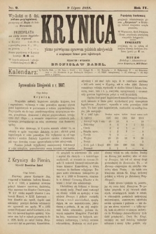 Krynica : pismo poświęcone sprawom polskich zdrojowisk. 1888, nr 9