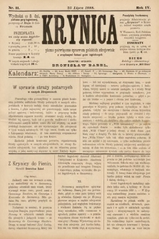 Krynica : pismo poświęcone sprawom polskich zdrojowisk. 1888, nr 11