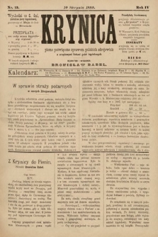 Krynica : pismo poświęcone sprawom polskich zdrojowisk. 1888, nr 13