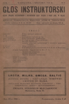 Głos Instruktorski : organ Związku Instruktorów Gospodarstwa Wiejskiego i Pracy Społecznej w Polsce. R.1, 1926, No 4