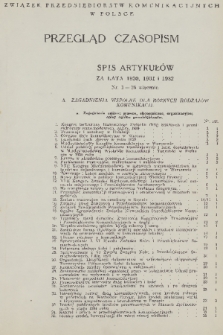 Przegląd Czasopism. R. [4], 1933, Spis artykułów za lata 1930, 1931 i 1932