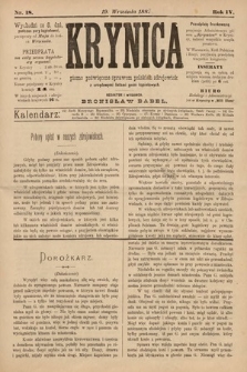 Krynica : pismo poświęcone sprawom polskich zdrojowisk. 1888, nr 18