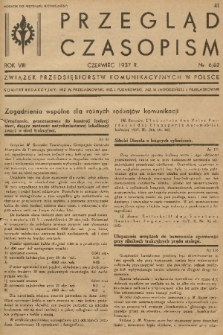 Przegląd Czasopism : dodatek do Przeglądu Technicznego. R. 8, 1937, nr 82