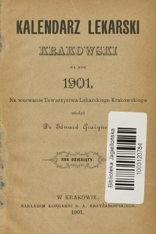 Kalendarz Lekarski Krakowski na Rok 1901