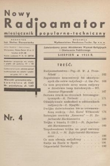 Nowy Radjoamator : miesięcznik popularno-techniczny. 1935, nr 4