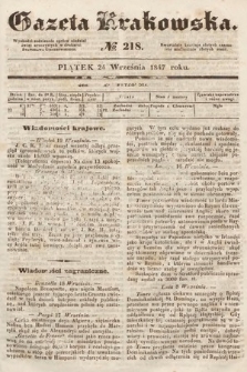 Gazeta Krakowska. 1847, nr 218