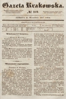 Gazeta Krakowska. 1847, nr 219