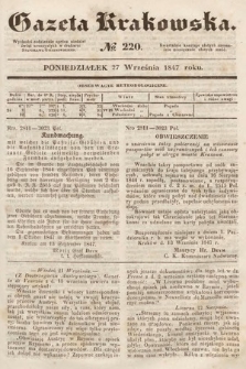 Gazeta Krakowska. 1847, nr 220