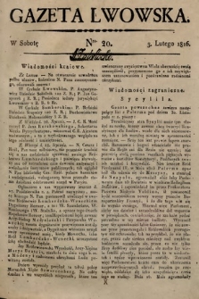 Gazeta Lwowska. 1816, nr 20