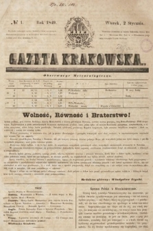 Gazeta Krakowska. 1849, nr 1