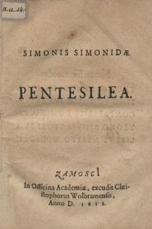 Simonis Simonidæ Pentesilea