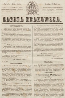 Gazeta Krakowska. 1849, nr 47