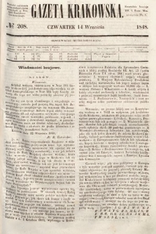 Gazeta Krakowska. 1848, nr 208
