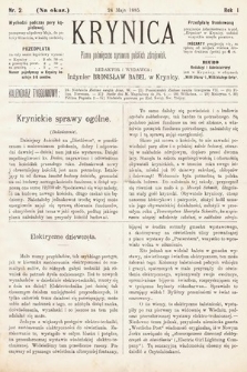 Krynica : pismo poświęcone sprawom polskich zdrojowisk. 1885, nr 2