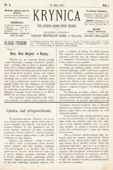 Krynica : pismo poświęcone sprawom polskich zdrojowisk. 1885, nr 3