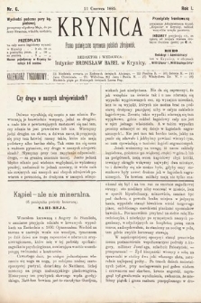 Krynica : pismo poświęcone sprawom polskich zdrojowisk. 1885, nr 6