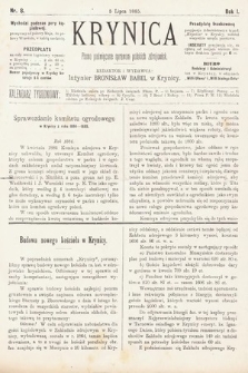 Krynica : pismo poświęcone sprawom polskich zdrojowisk. 1885, nr 8