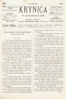 Krynica : pismo poświęcone sprawom polskich zdrojowisk. 1885, nr 9