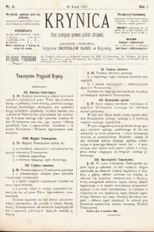 Krynica : pismo poświęcone sprawom polskich zdrojowisk. 1885, nr 11