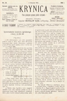 Krynica : pismo poświęcone sprawom polskich zdrojowisk. 1885, nr 12