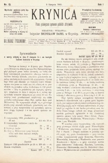 Krynica : pismo poświęcone sprawom polskich zdrojowisk. 1885, nr 13