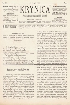 Krynica : pismo poświęcone sprawom polskich zdrojowisk. 1885, nr 15